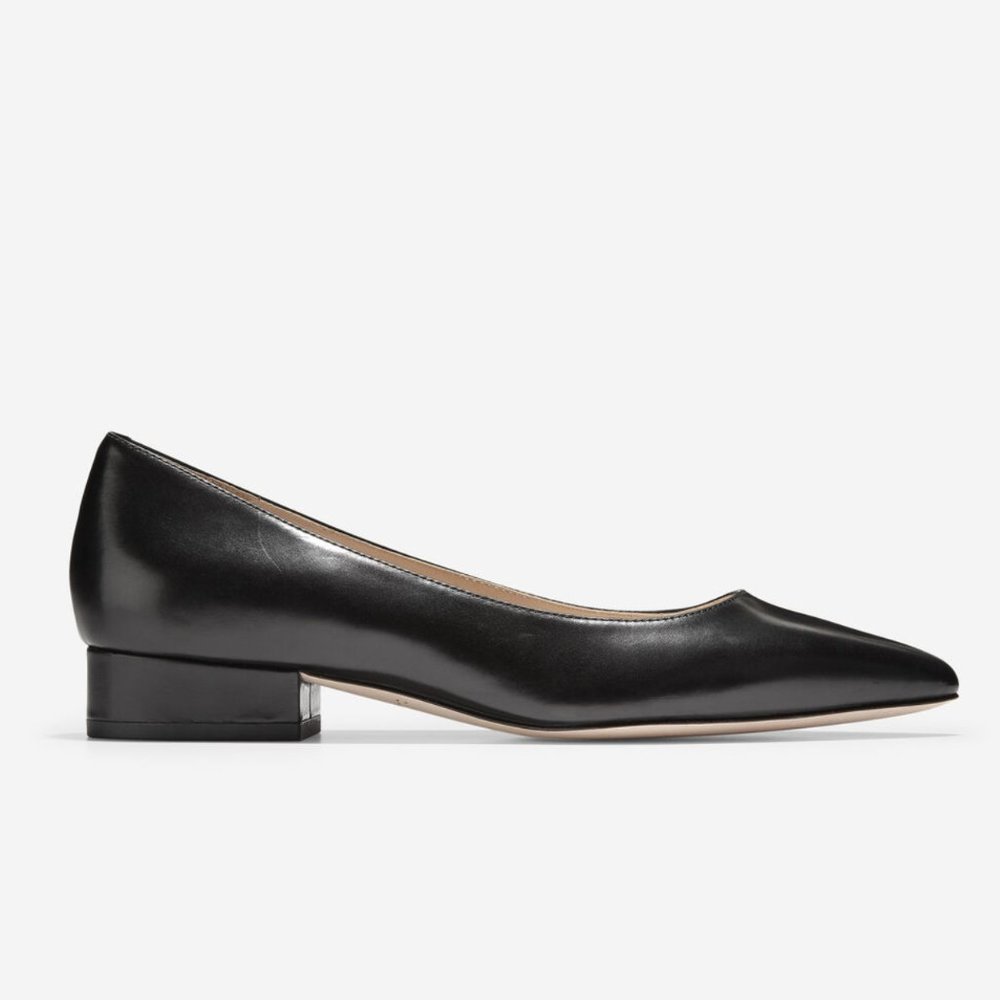 Cole Haan Black Leather Skimmer Slip Ons